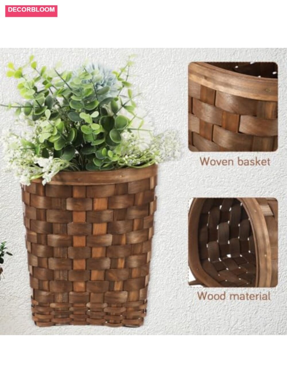 Woven Wall Hanging Storage Basket for Fruit Vegetables Farmhouse Kitchen Decor - Picture 3 of 6